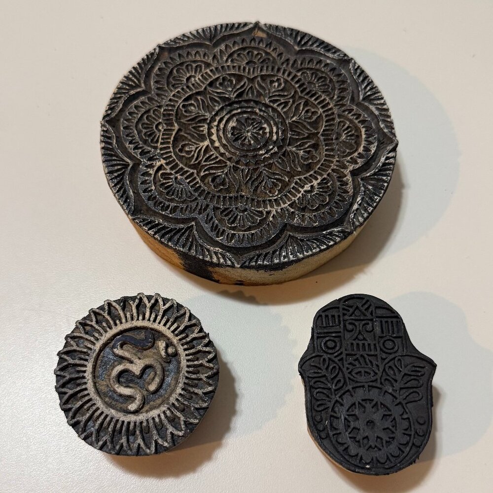 Floral Mandala, Om, Hamsa Stamps for Wood, Pottery, Printing, Henna and more